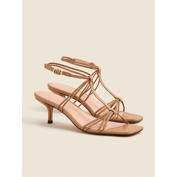 J. Crew Jackets & Blazers - J. Crew Strappy Kitten Heel Leather Sandals Caramel Frappe Size 8 CH314